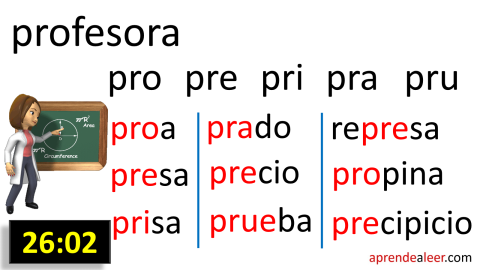 Sílabas pra pre pri pro pru | aprendealeer.com
